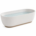 Freistehende Badewanne 170 x 75 x 58 cm Acryl Weiß mit Holzsockel Oval Modern