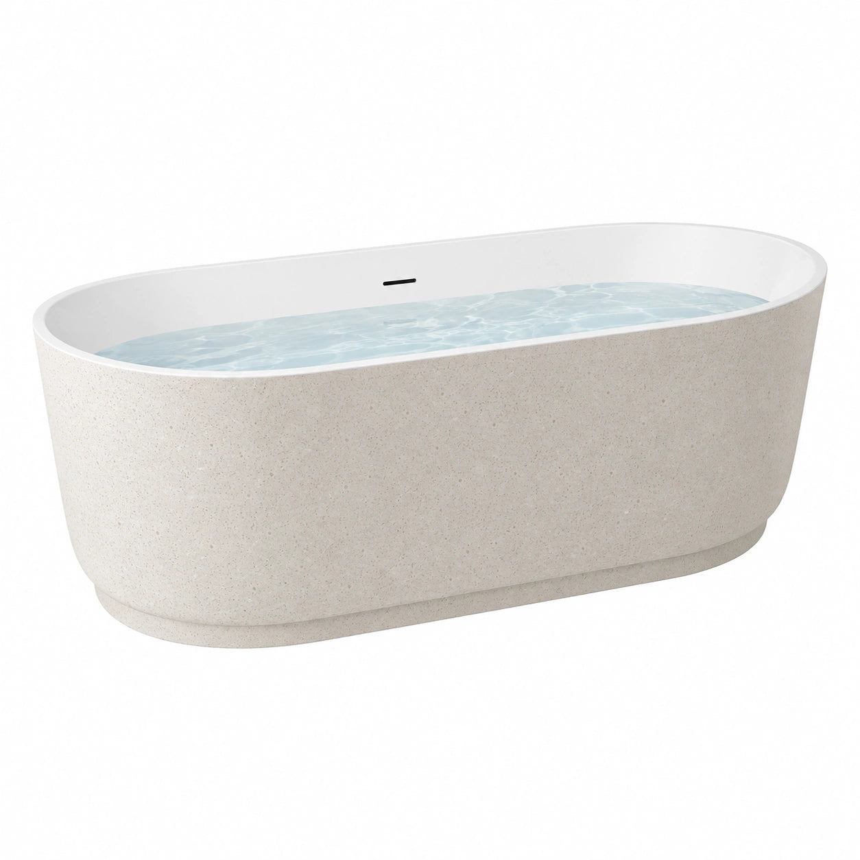 Freistehende Badewanne 170 x 75 cm Mineralguss Beige Oval Modern