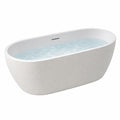 Freistehende Badewanne 170 x 75 x 58 cm Mineralguss Weiß Beige oval modern