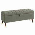 Sitzbank 120 x 45 x 50 cm mit Stauraum Textilbezug Olivgrün Retro Stil