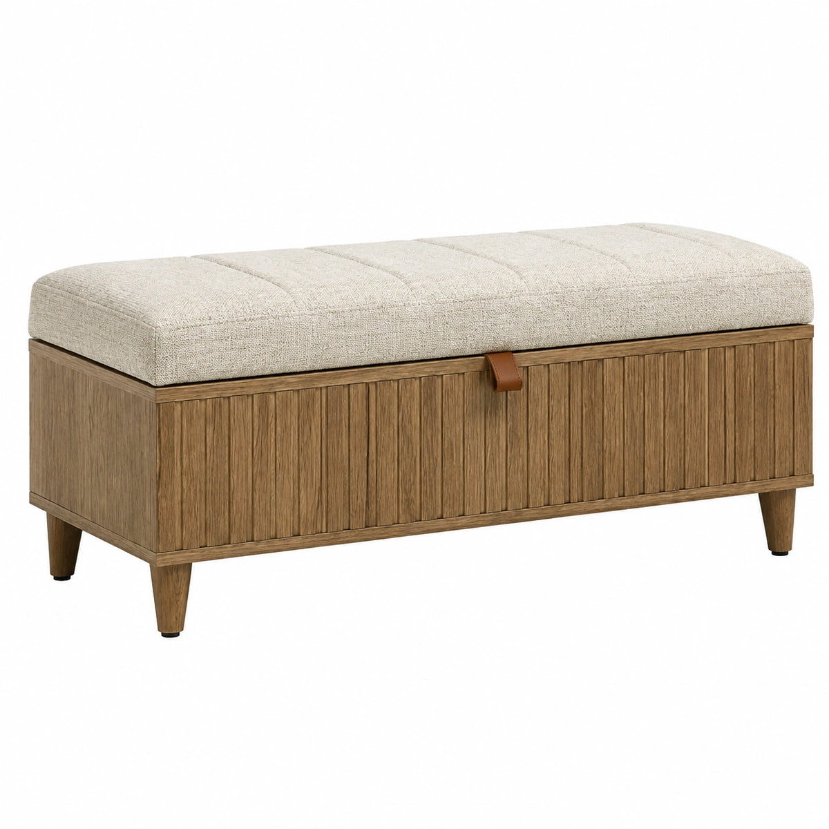 Sitzbank mit Stauraum 120 x 45 x 50 cm Holz Cremebraun - gepolsterte Aufbewahrungsbank