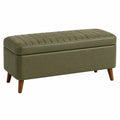 Sitzbank mit Stauraum 100 x 40 x 45 cm Kunstleder Olivgrün Retro