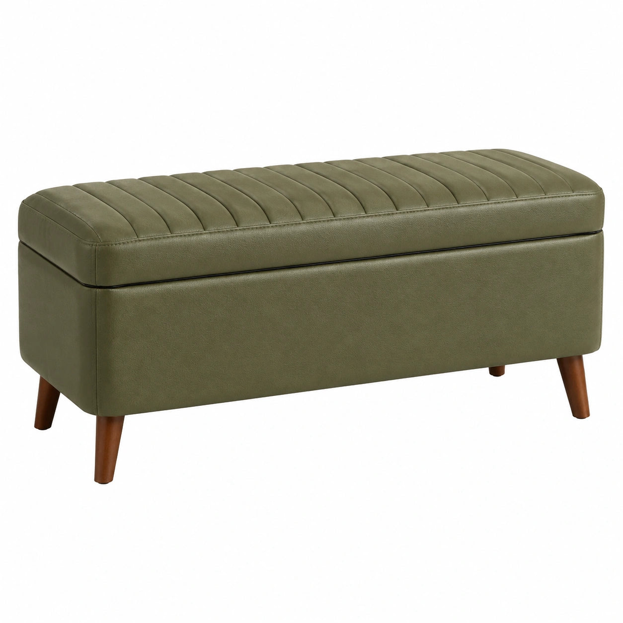 Sitzbank mit Stauraum 100 x 40 x 45 cm Kunstleder Olivgrün Retro