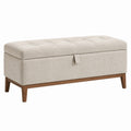 Sitzbank mit Stauraum 110 x 45 x 50 cm Beige Stoff Holz Beine gepolstert