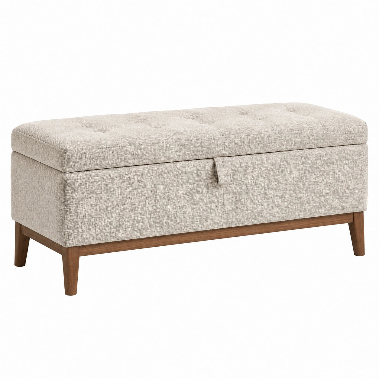 Sitzbank mit Stauraum 110 x 45 x 50 cm Beige Stoff Holz Beine gepolstert
