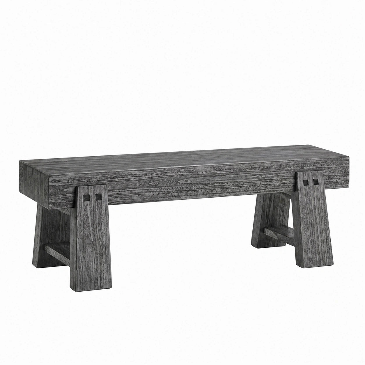 Sitzbank 150 x 40 x 45 cm Holz Grau - rustikale Bank mit Wangengestell