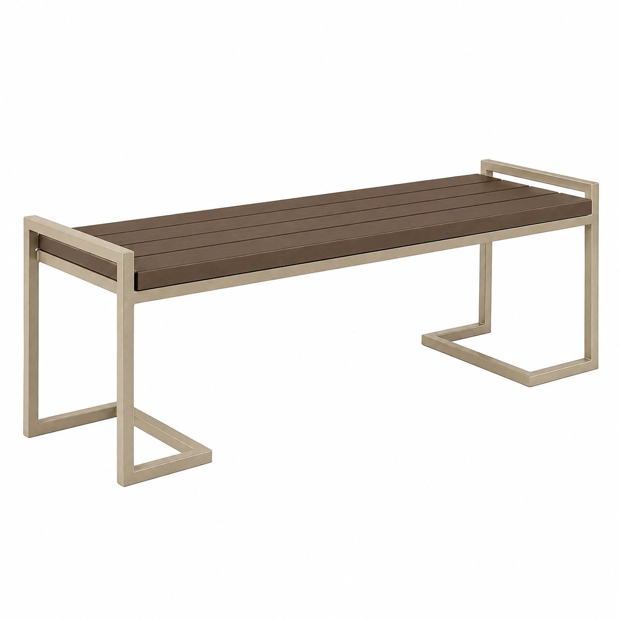 Gartenbank 150 x 40 x 45 cm Edelstahl Kunststoffholz Braun modern