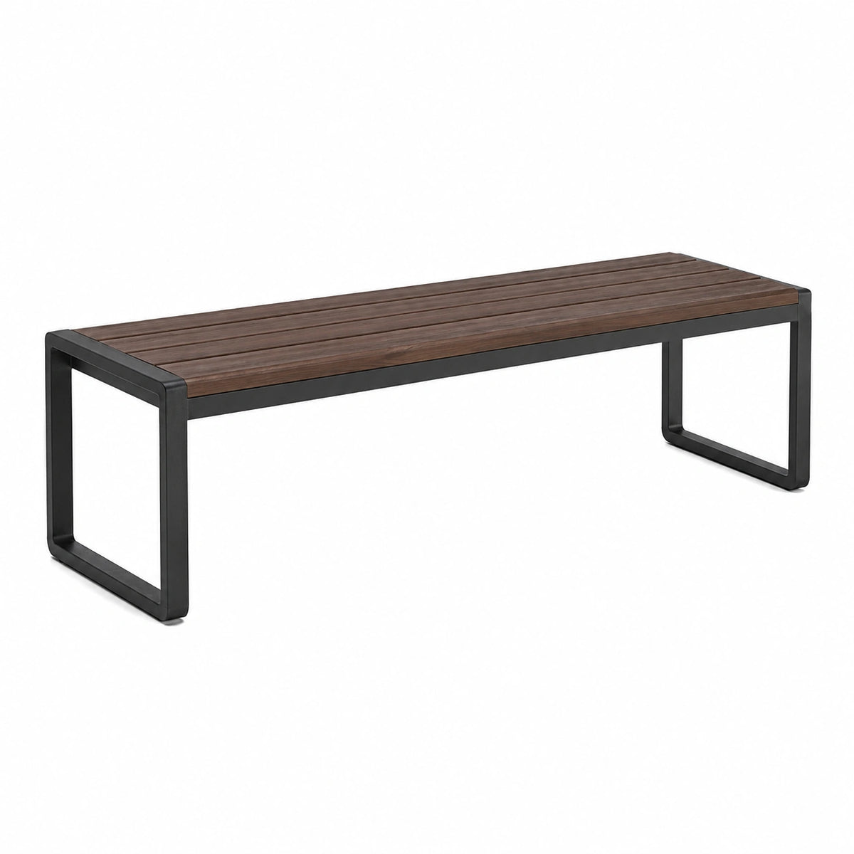Gartenbank 180 x 40 x 45 cm Holz Braun Metall Schwarz - moderne Sitzbank für den Außenbereich