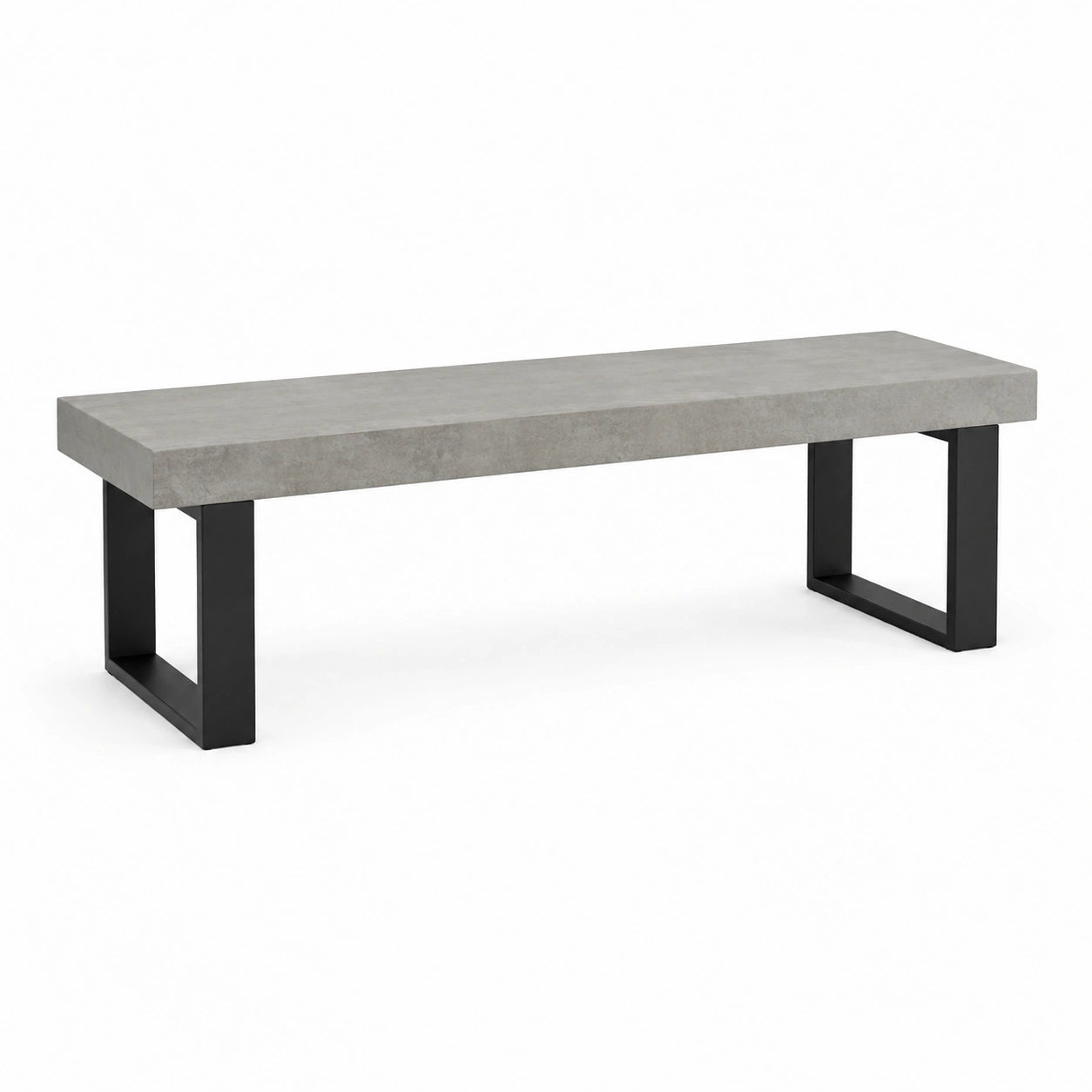 Sitzbank 180 x 40 x 45 cm in Grau mit Metallgestell im Industriestil