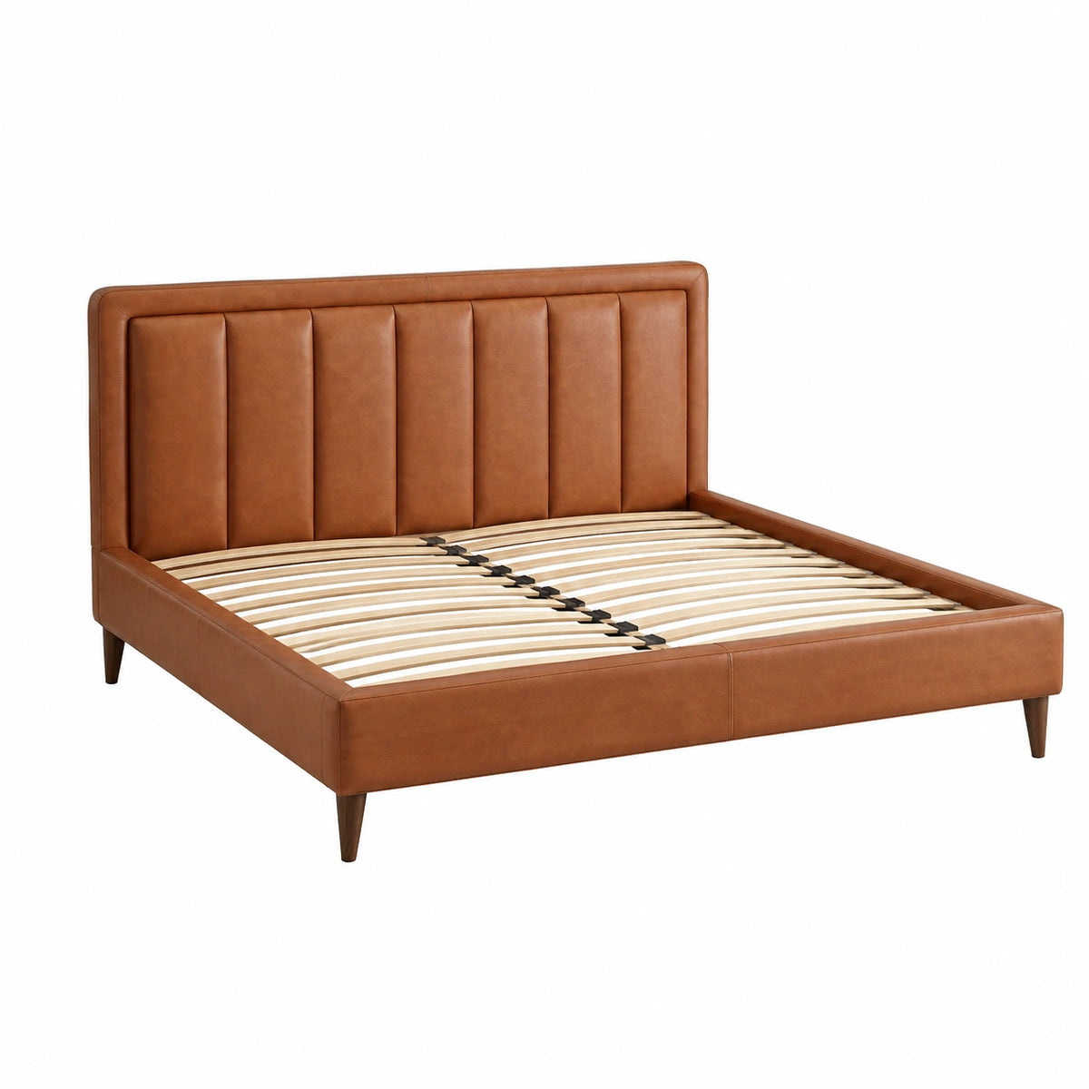 Polsterbett 160 x 200 cm Braun mit Lattenrost und gepolstertem Kopfteil