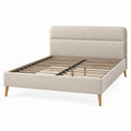 Polsterbett 160 x 200 cm Beige Stoff mit Lattenrost skandinavischer Stil