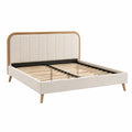 Polsterbett 160 x 200 cm Beige Naturholz mit Lattenrost im skandinavischen Stil