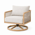 Drehsessel 85 x 85 x 85 cm aus Holz in Naturbeige mit Seilbespannung