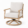 Drehsessel 75 x 80 x 95 cm mit Holzgestell in Naturbeige und Stoffbezug