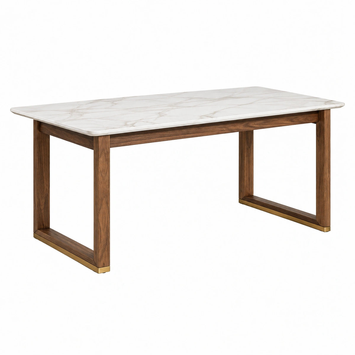 Esstisch 180 x 90 x 75 cm Holz Weiß Braun Marmoroptik moderner Rechtecktisch