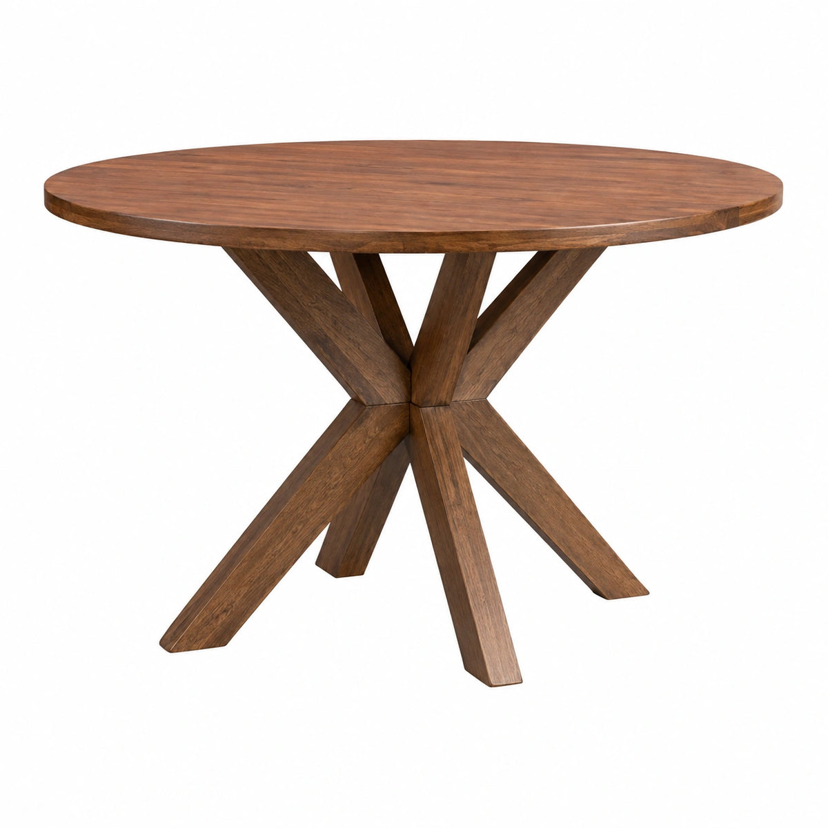 Runder Esstisch 120 cm Holz Braun mit X-Gestell