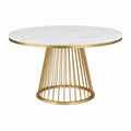 Esstisch 120 cm Weiß Gold Marmoroptik Metallgestell Rund