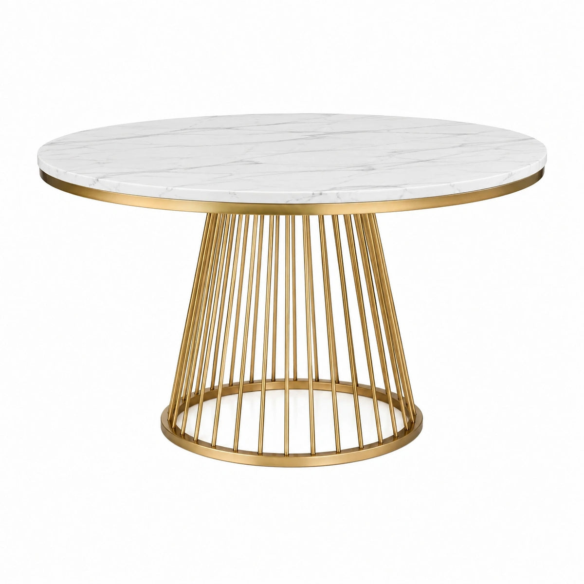 Esstisch 120 cm Weiß Gold Marmoroptik Metallgestell Rund