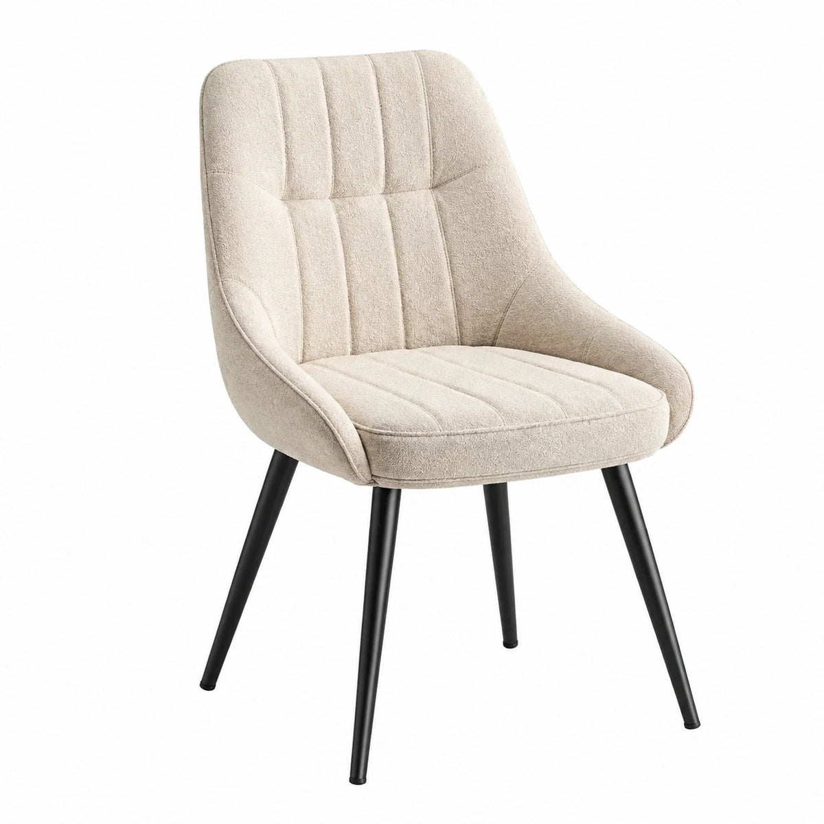 Esszimmerstuhl 59 x 62 x 88 cm in Beige mit Stoffbezug und Metallbeinen im modernen Stil
